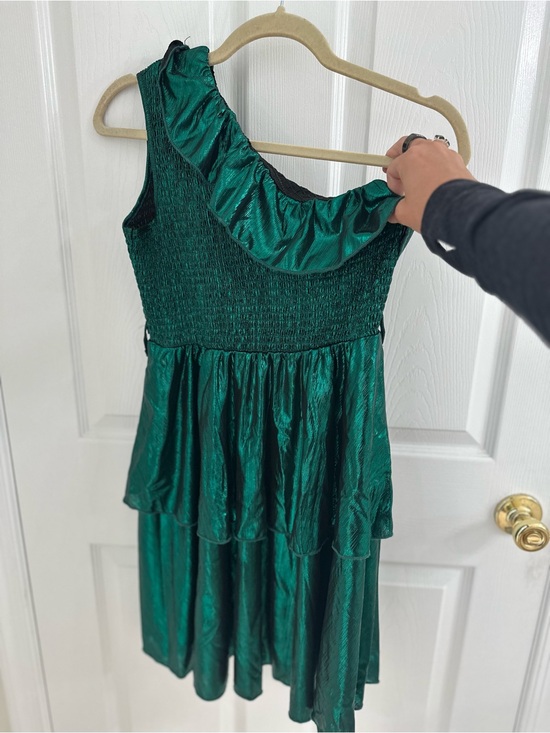 danna belle Other - Emerald Green One-Shoulder Ruffle Tiered Formal Dress - Girls